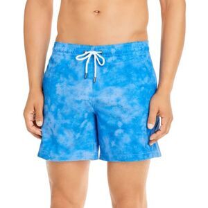 NWOT Surf & Swim Co. Sano 4-Way Stretch Blue Tie Dye Print Swim Shorts Sz XXL
